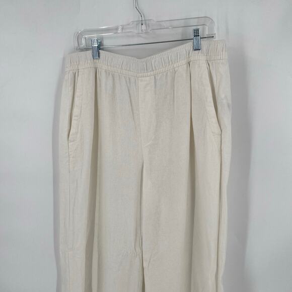 White Old Navy wide leg linen blend pants womens size large Tall length - Picture 3 of 7